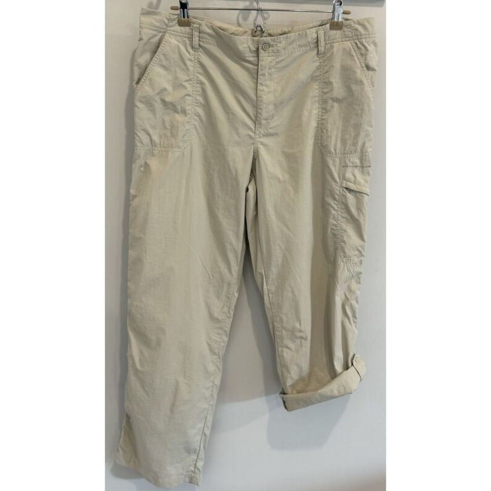 Columbia PFG Stone Tan Hiking Pants Roll Up Leg 100% Nylon Active Size 16